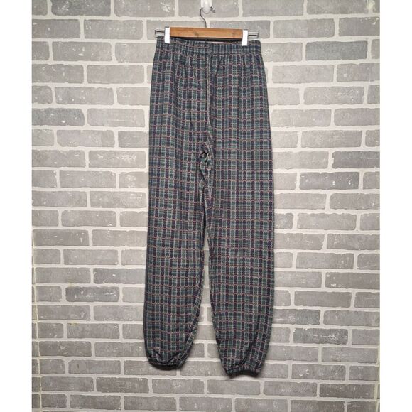 Vintage 80s Tropic Blues Waist Elastic Etnic Plaid Print Size‎ XL (18-20) kIDS - Picture 1 of 8